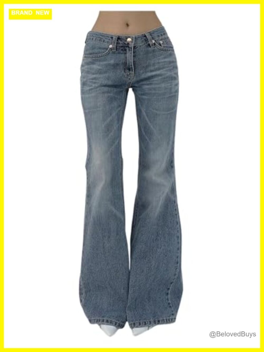 Low Rise Flare Leg Stretchy Denim Pants Y2K Bell Bottom Jeans